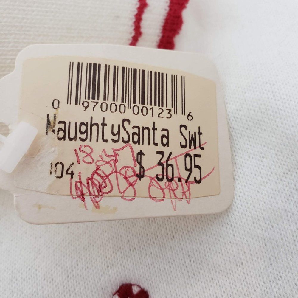 New Vtg Valorie Sockwell Christmas Naughty Or Nice White Sweater 2X USA Made - Picture 13 of 14